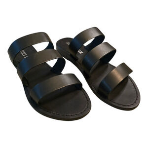 Chelsea Crew Trigg Leather Slide Sandal Womens Size 6 Black Vacation Beach NIB